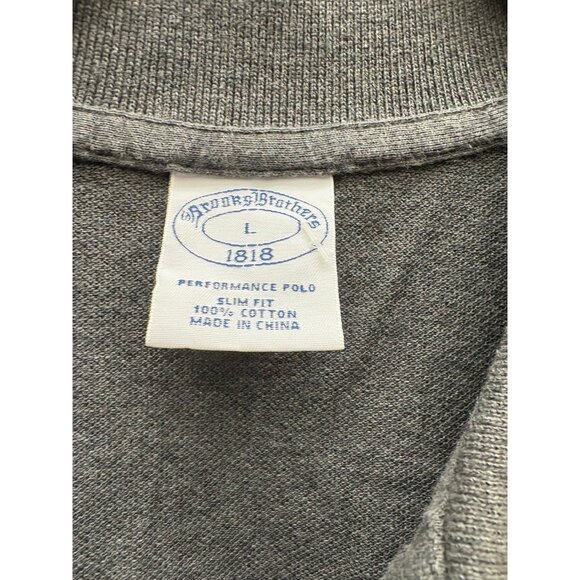Brooks Brothers 1818 Gray Polo Slim Fit Shirt with Embroidered logo Size Large - Picture 4 of 5